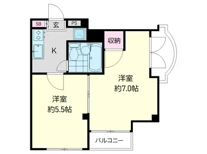 スタートI(2K/3階)の間取り写真