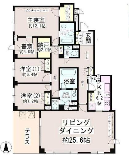 大山パークヒルズ(3SLDK/1階)の間取り写真