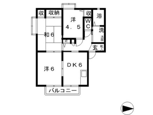 ソレイユ C(3DK/2階)の間取り写真