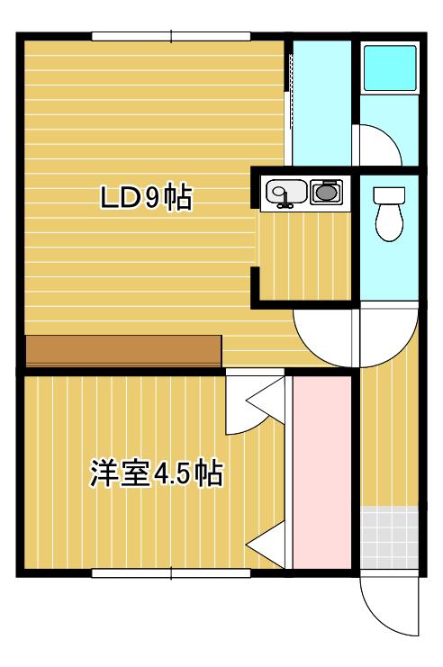 ハイツアビ-ロード(1DK/2階)の間取り写真