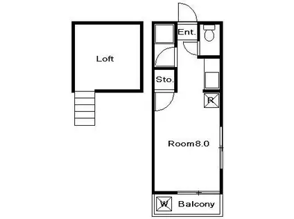 ロードハイツM(ワンルーム/2階)の間取り写真