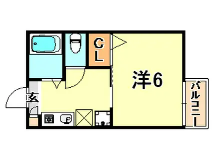 住吉西尾ハイツ(1K/2階)の間取り写真