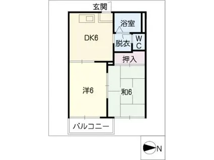 グリーンコーポヤマブン(2DK/2階)の間取り写真