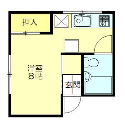 ベルハイム(ワンルーム/2階)の間取り写真