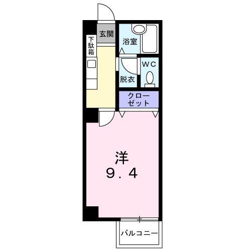 フォブールHINATA(1K/1階)の間取り写真