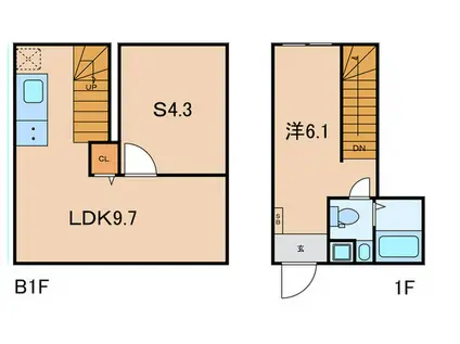 HJ PLACE 東新宿(1SLDK/地下階)の間取り写真