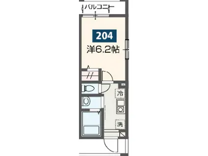 MELDIA新検見川II(1K/2階)の間取り写真