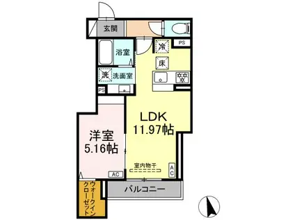 グラナーデ加賀(1LDK/1階)の間取り写真