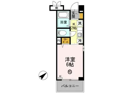 クレール加茂(ワンルーム/3階)の間取り写真