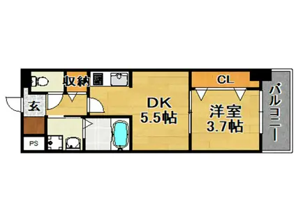 スプランディッド新大阪イースト(1DK/3階)の間取り写真