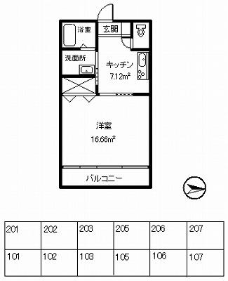 COMODO CASA(1K/2階)の間取り写真
