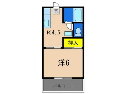 山元ハイツ(1K/2階)の間取り写真