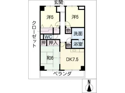 近鉄名古屋線 伏屋駅 徒歩7分 11階建 築25年(3DK/3階)の間取り写真