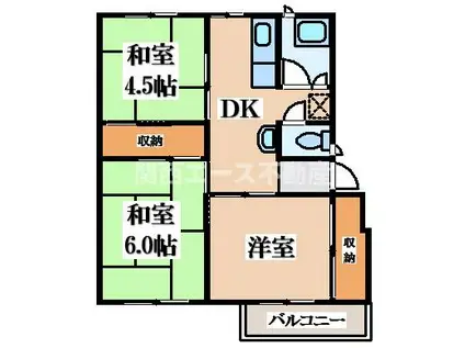 香里三井C団地(3DK/3階)の間取り写真