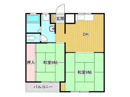 レジデンス中山II(2DK/3階)の間取り写真