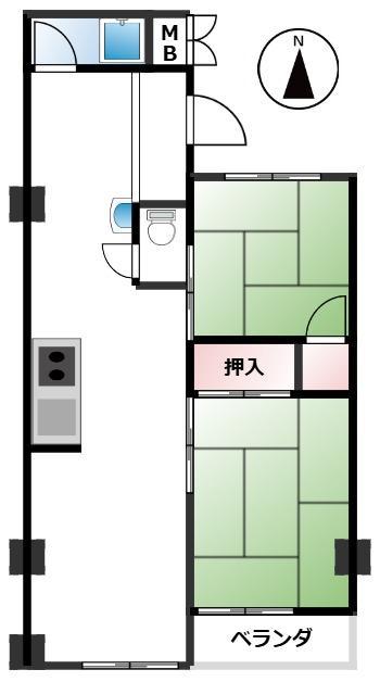 甲子園第3コーポラス(2LDK/4階)の間取り写真