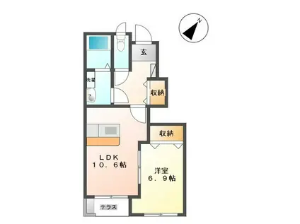 ラピュタ(1LDK/1階)の間取り写真