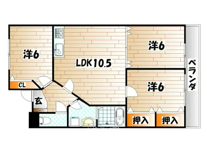ボヌール守恒II(3LDK/2階)の間取り写真