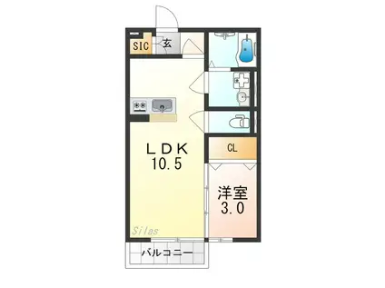 レーベン・グロースA棟(1LDK/1階)の間取り写真