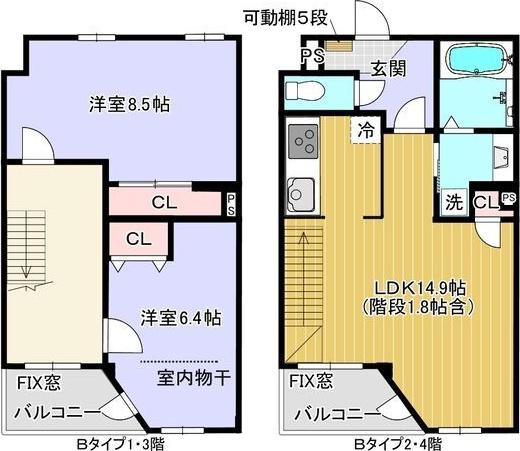 レジデンス グリシナ (2LDK/1階)の間取り写真