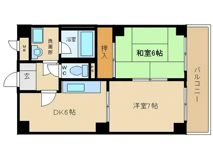 エスポールシバタ(2DK/2階)の間取り写真