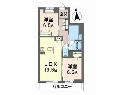 シャーメゾンレジデンス夜明(2LDK/3階)の間取り写真