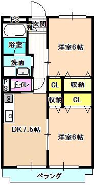 PLUM GARDEN(2DK/3階)の間取り写真