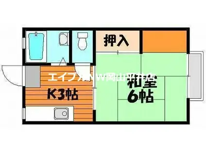 第二オリオンコーポ(1K/2階)の間取り写真