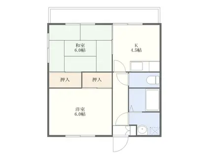 マンション武(2K/2階)の間取り写真