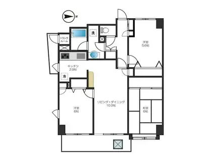 ライオンズマンション高円寺南第2(3LDK/6階)の間取り写真
