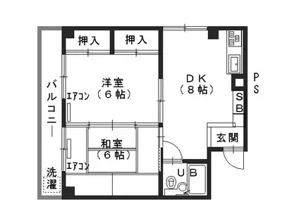山下マンション(2DK/2階)の間取り写真