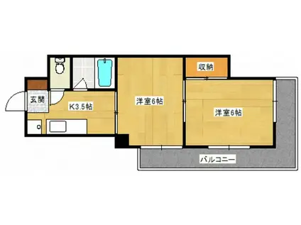 第1木本ビル(2K/3階)の間取り写真