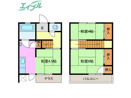 コーポ羽津山(3K/1階)の間取り写真