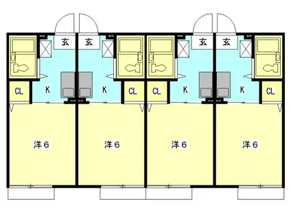 アスターA(1K/2階)の間取り写真