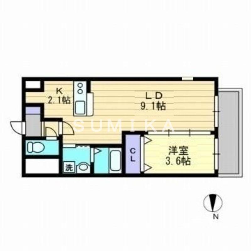 AXIS今(1LDK/4階)の間取り写真