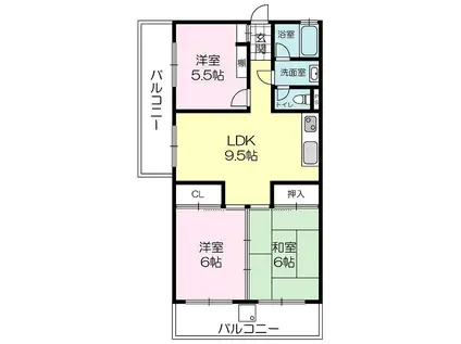 ニューハイツ新在家(3LDK/2階)の間取り写真