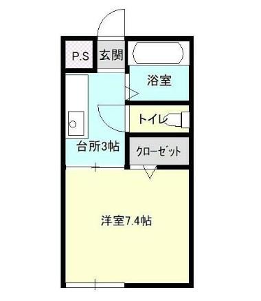 ピース6小松島(1K/1階)の間取り写真