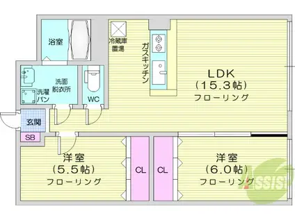 グレイスコート高嶺(2LDK/1階)の間取り写真