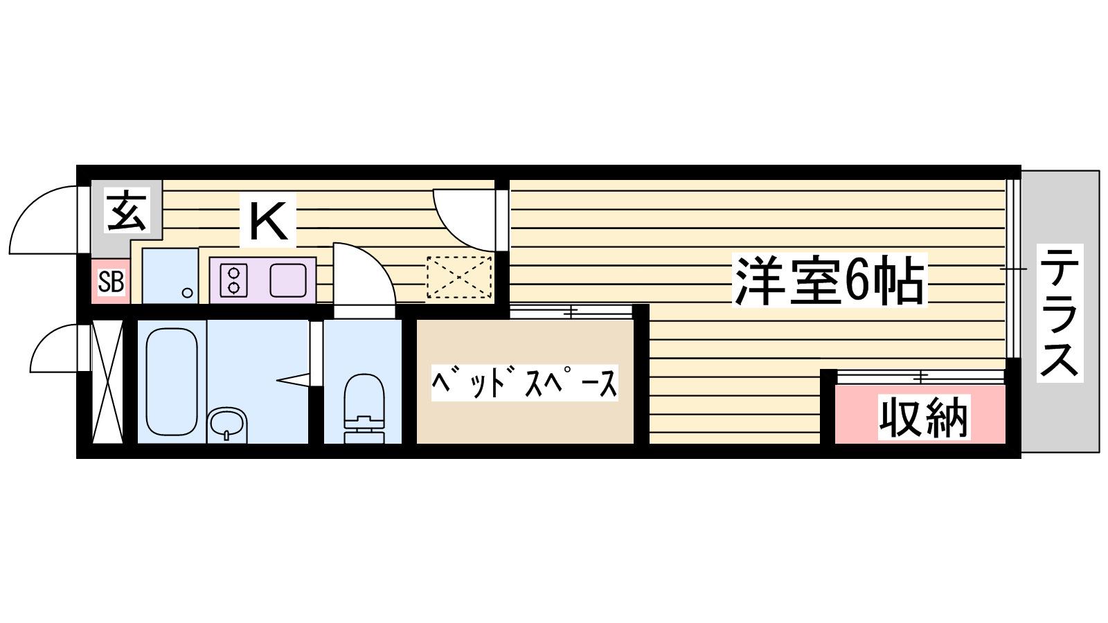 ドミール中島N(1K/1階)の間取り写真