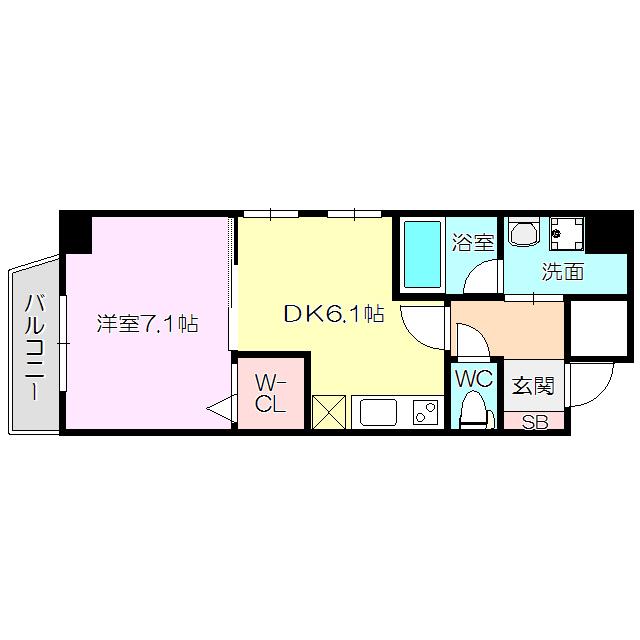 クリスタルグランツ新大阪(1DK/12階)の間取り写真