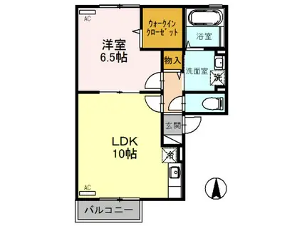 グリーンコート原寺(1LDK/2階)の間取り写真