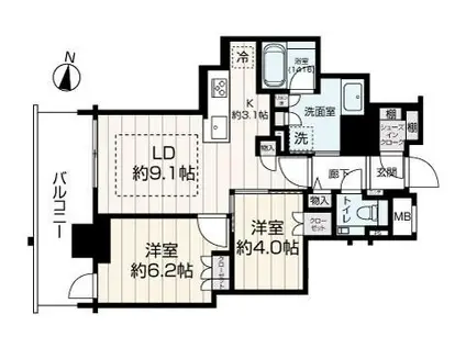 ザ・札幌タワーズ ウエストタワー(2LDK/10階)の間取り写真