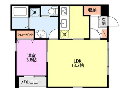 エクセレント幸西(1LDK/1階)の間取り写真