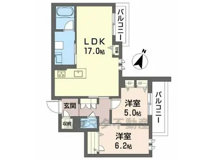 ハムステッドアレー(2LDK/3階)の間取り写真