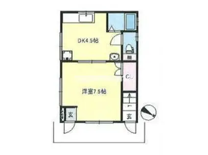 ミントハイツII(1DK/1階)の間取り写真