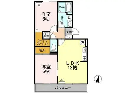 ロイヤルタウン松崎A(2LDK/2階)の間取り写真