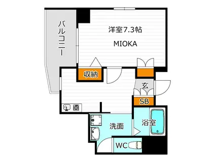 ディナスティ長居公園南(1K/2階)の間取り写真