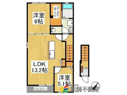 ル ベールII(2LDK/2階)の間取り写真