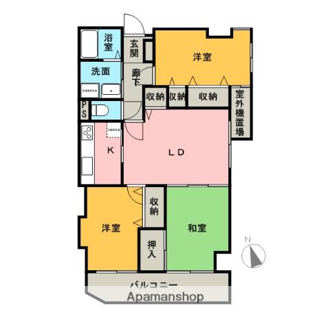 ＪＲ和歌山線 船戸駅 徒歩13分 14階建 築35年(3LDK/6階)の間取り写真