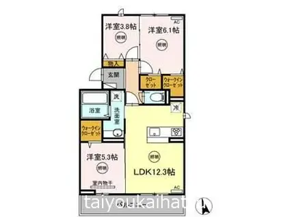 AZLIE(3LDK/3階)の間取り写真